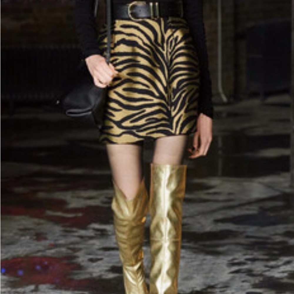 Khaite metallic jacquard zebra print mini skirt 0 $791 minor imperfection
